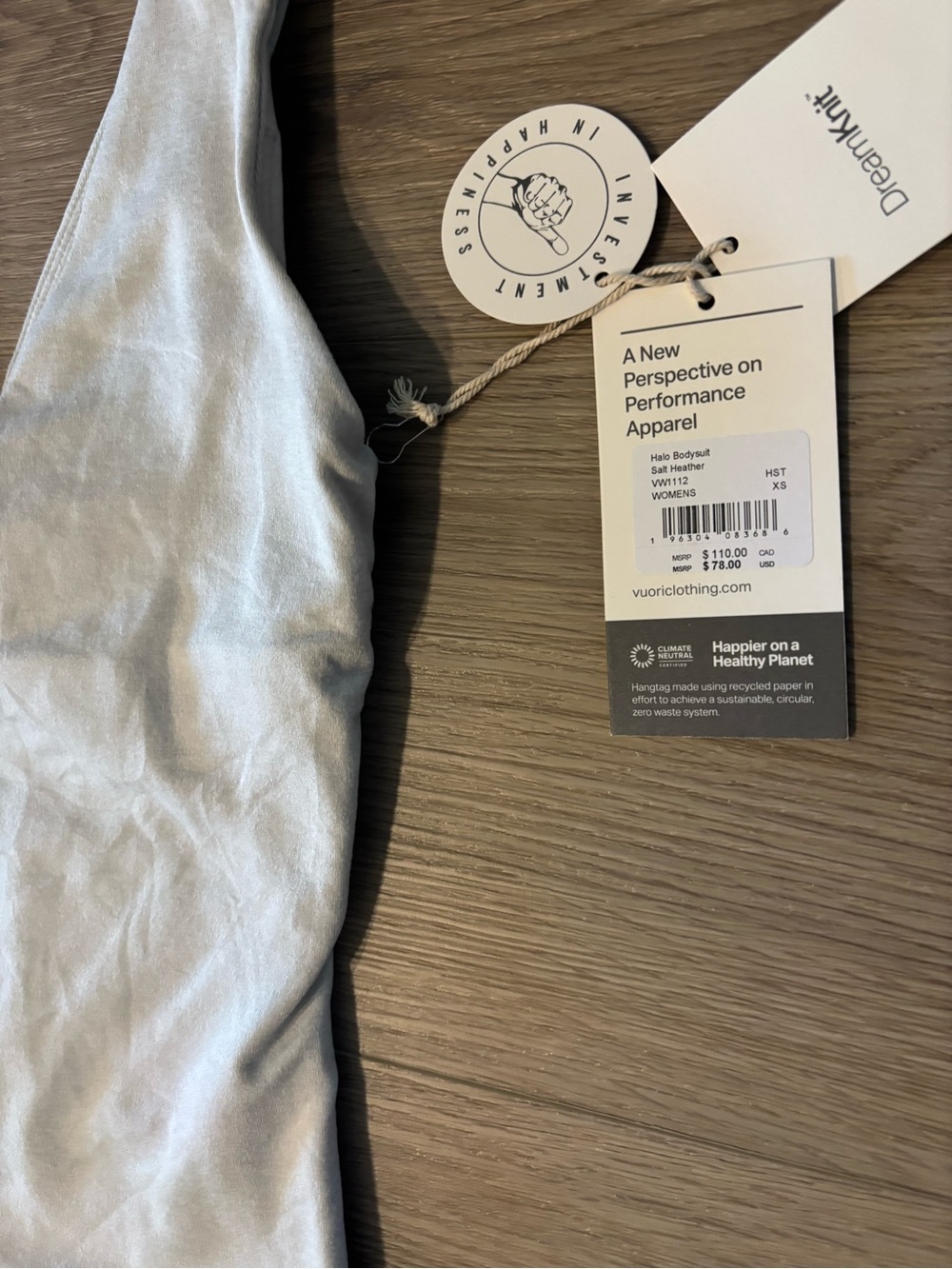 Vuori Halo Bodysuit Salt Heather MSRP $78 - Picture 4 of 4